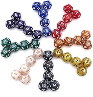 DollaTek Pack of 40 Assorted Pack of 12 Sided Dice - Multicoloured Assortment of Polyhedral D12 Dice