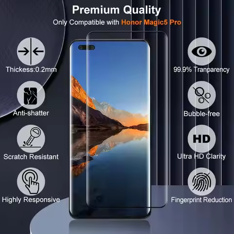 3PCS 9H Curved Four Sides Glue Tempered Glass For Huawei Honor Magic 5 6 7 Lite/Magic 5 6 7 Pro HD S