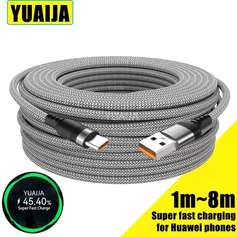 5-Meter USB TYPE C Super Fast Charge Cable for Huawei USB C 3m 8-Meter Extended Charge Cable for Sam