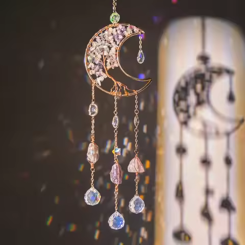Suncatcher Crystal Dream Catchers Rainbow Catcher Crystal Stone Prism Star Moon Sun Indoor Window Ca