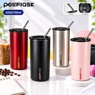 Peliflask Coffee Mug With Straw 700ml 24oz 304 Stainless Steel Water Glass Sliding Cover Temperature
