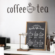 Wall Window Sticker (coffee and tea) Balck Words for Store, Vinyl Wall Quotes Large and Wall Sayings
