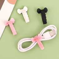 1/5PCS Silicone Data Cable Winder Cute Bowknot Earphone Clip Fastening Buckle Straps Cable Management Line Cable Ties Cord Wire Line Fixer Desktop Tidy Gadgets