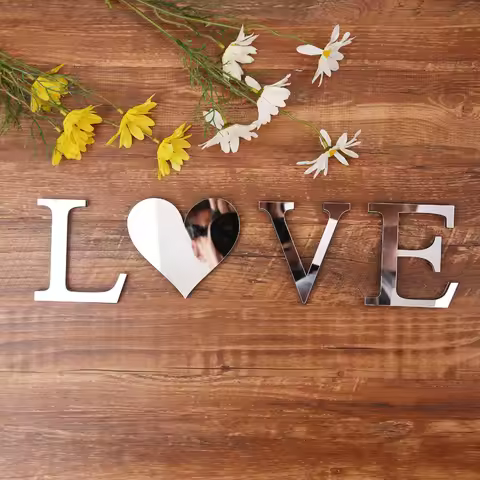 3D Acrylic Wall Sticker Letters 3.94in Silver Mirror Sticker English Letters Freely Combined for Wal
