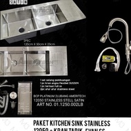 Paket Kitchen Sink Stainless 12050 + Kran Tarik Evan