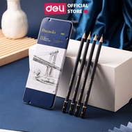 Set of 8 Deli Professional Tin Box Sketching Pencils - Hardness B/H/HB/2H/2B/4B/6B/8B - Fine Art Por