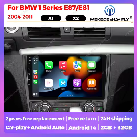 Car intelligent system GPS Carplay+Auto For BMW 1 Series E81 E82 E88 bmw E87 2004 - 2011 Android 14