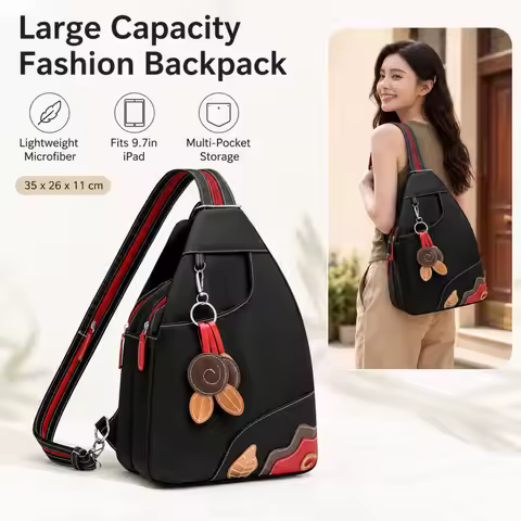 Women’s Large Capacity Fashion Backpack Toray Microfiber Lightweight Shoulder Bag Casual Travel Dayp