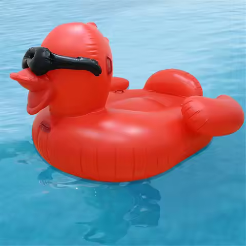190cm Red Duck with Sunglasses Floats Giant Ride-On Inflatable Boat Pool Party Summer Fun Toys Air M