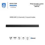 Philips Soundbar Speaker TAB5105 2.0 Channel, 60W Max, 3 Sound Mode, with Bluetooth 4.2, HDMI(ARC), 