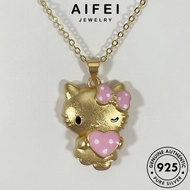 AIFEI JEWELRY Sterling Pendant Leher Necklace Cute Korean Women Perak Original Cat Rantai For Silver 925 Accessories 純銀項鏈 Chain Perempuan N1090