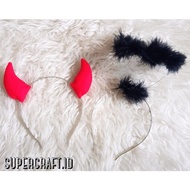 Character Headband Halloween CostumeDEVIL - Angel Fairy Demon Wand Angel Black Headband Red CosplayD