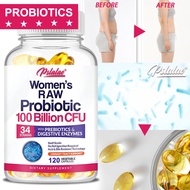 Women's RAW Probiotic Capsules Contains Prebiotics &amp; Digestive Enzymes Supports Digestive and Urinary Tract Health Relieves Bloating, Gas &amp; Constipation Boosts Immune System