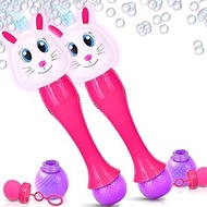 Light Up Bunny Easter Bubble Wands - Set of 2 Bunny Bubble Wands - 14 Inch Illuminating Blower with 