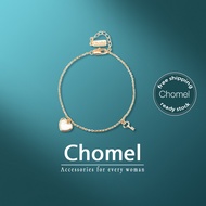 CHOMEL Singapore love key Bracelet for women 18K Gold Plated gelang tangan chain cute diamond Jewelr