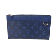 LOUIS VUITTON Discovery PM Pochette with LV logo, flower design, blue D-ring, silver clutch bag, sec