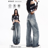 Low Waist Distressed Fading Jeans