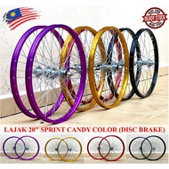 RIM ALOI BASIKAL 20" RIM Alloy CANDY Color Wheelset (SEPASANG) for DISC BRAKE Rim Basikal Budak BMX 