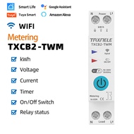 TUYA WIFI Smart Circuit Breaker Power Metering Energy Meter KWh 1P 63A Smart Life Remote Switch Time