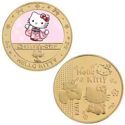 Hello Kitty 50th Anniversary Commemorative Coins Cartoons Anime Exquisite Commemorative Coins Die-ca