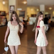 SimpleStore Delivery In Bangkok Summer Fashion With Chest Sponge Cushion Dress Short Skirt Apricot F