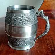 Oriental Diamond Pewter jBeer Mug with Mermaid-Shaped Handle