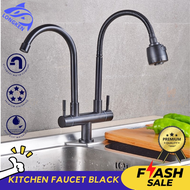 LONGKEN gripo hindi kinakalawang na gripo black matt multifunctional double head laboratory faucet a