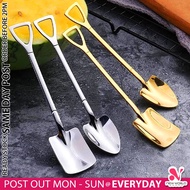 《 𝗦𝗠𝗢𝗢𝗧𝗛 𝗣𝗢𝗟𝗜𝗦𝗛𝗘𝗗 》Stainless Steel Coffee Spoon Shovel Shape Coffee Dessert Fruit Teaspoon Tableware