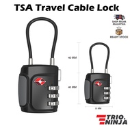 Trio Ninja 3 Digits TSA Steel Cable Lock Combination Padlock