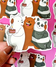 💖WATERPROOF💖 We Bare Bears Birthday Cake Sticker #798