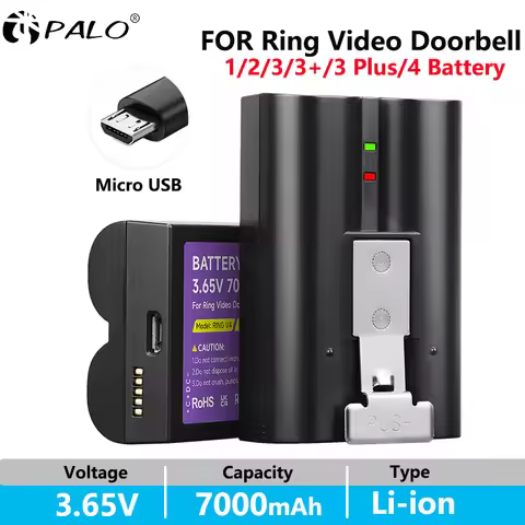 7000mAh For Ring Video Doorbell Rechargeable Battery For Ring-Video Doorbell 1/2/3/4 Video-Doorbell 