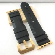 Apple Watch 沛納海 新款 代用 閃電 款 錶帶 黑色 厚感紮實 運動錶帶 橡膠錶帶 不鏽鋼金針釦 42 44