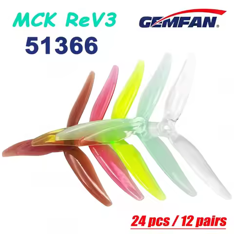 24pcs/12 pairs Gemfan 51366 5inch 3 Blade/Tri-Blade Propeller Props FPV Brushless motor For FPV Raci