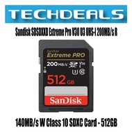 Sandisk SDSDXXD Extreme Pro V30 U3 UHS-I 200MB/s R, 140MB/s W Class 10 SDXC Card - 512GB