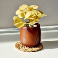 Artificial golden leaf tree with wooden pot (1 piece)