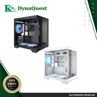 Okinos Mirage 4 ES Dual Chamber Mini-Tower mATX TG Gaming PC Case w/ 3x120mm ARGB (Black/White)