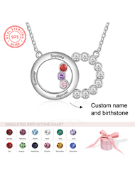 Collar joyería de piedra de nacimiento personalizada con nombre, collar de plata esterlina 925 en forma de corazón para confesar tus sentimientos a tu novia, mejor amiga, familia, regalo del día de las madres