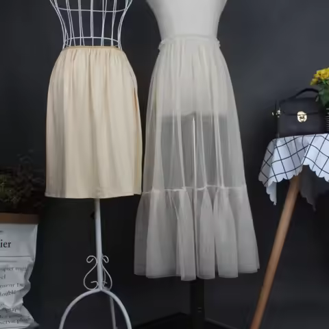 Transparent Me Skirt Mid-Length Oversized Blouse Sle Lace Trim Semi-Body f Skirt Versatile New Model