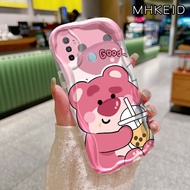 MHKEID Casing Hp OPPO A53 2020 A53s A32 A33 2020 A11s Case Pola Beruang Lucu transparan Silikon Softcase Casing HP Perbatasan gelombang Cases Kesing