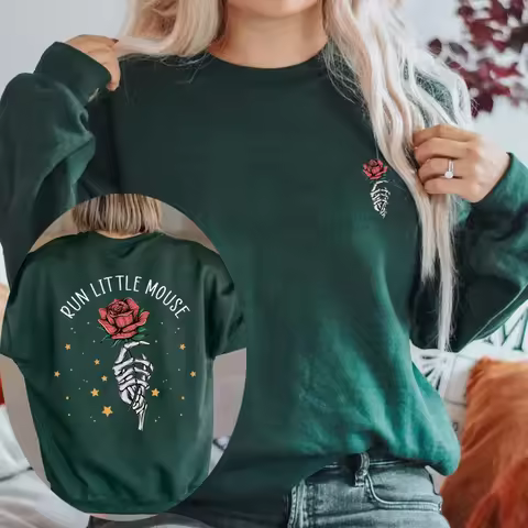 Run Little Mouse Sweatshirt Haunting Adeline Sweatshirt Women Graphic Hoodies Long Sleeve Dark Roman
