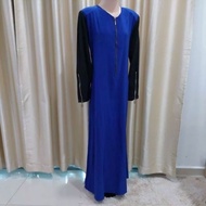 NEW JUBAH PLAIN ROYAL BLUE + HITAM. JUBAH WANITA. SAIZ L. READY STOCK