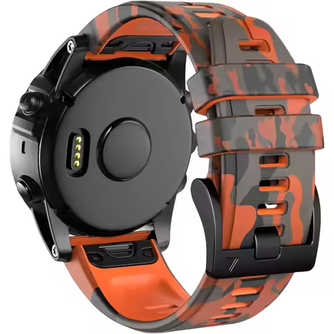 QuickFit 22mm 26mm Sports Camouflage Silicone Strap For Garmin Fenix 6X 7X Pro Band For Fenix 6Pro 5