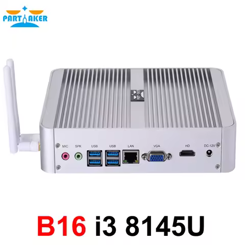 Partaker B16 Intel Core i3 8140U 2*DDR4 mSATA M.2 NVMe Fanless Mini PC WIN10 Mini PC Windows10 with 