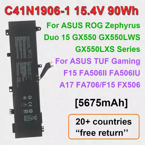 LAPTOP BATTERY C41N1906-1 For ASUS ROG Zephyrus Duo 15 GX550 GX550LWS GX550LXS,TUF Gaming F15 FA506Q