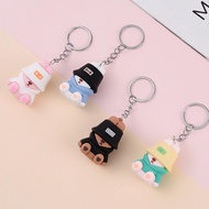 Sleeping Fisherman Bear Keychain Cartoon Animal Keychain Animal Key Holder Decor PVC Animal Keychain