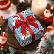 1 Roll + 43cm*500 Cm (17 Inches *16.4 Feet) + Christmas Funny Series Wrapping Paper + Light Blue Bac
