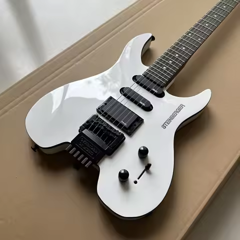 Headless Steinberg version electric guitar, white mahogany body, Floyd Rose Tremolo Bridge, 6-string