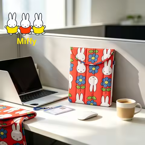 13-inch Kawaii Tablet Bag Cute Cartoon Miffy Rabbit Printed Tablet Computer Storage Bag Protective C