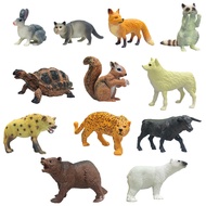 [Animal Cognition] Simulation Animal Model Toy Children Wild Animal Set Fox Raccoon Iguana Squirrel 