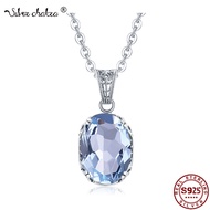 SILVERCHAKRA Unique 925 Sterling Silver Necklace Aquamarine Gemstone Pendant Necklaces for Women Vin